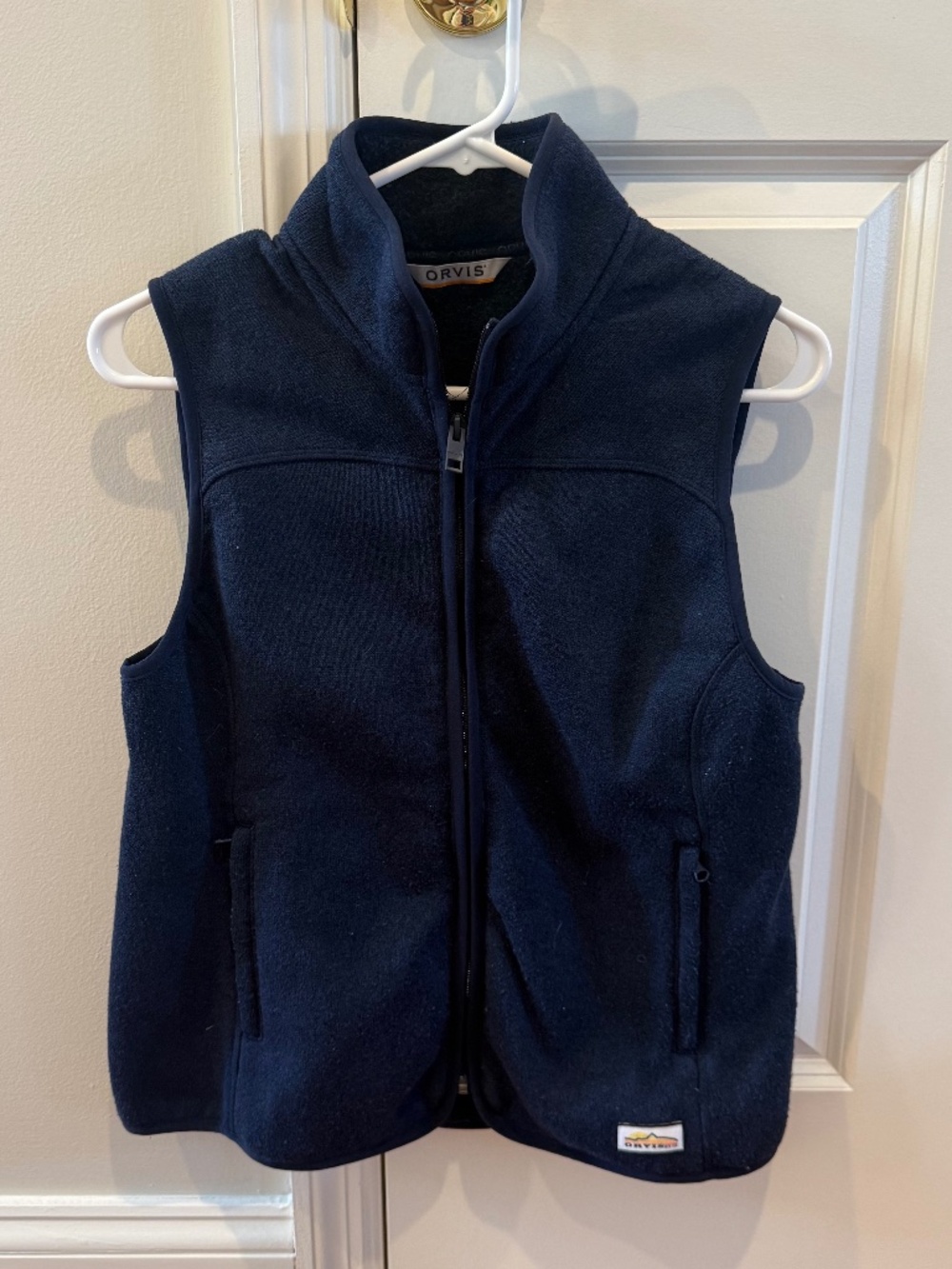 Orvis Fleece Vest Women Small Navy Full Zip Outdoor Hiking Patagonia Style Light